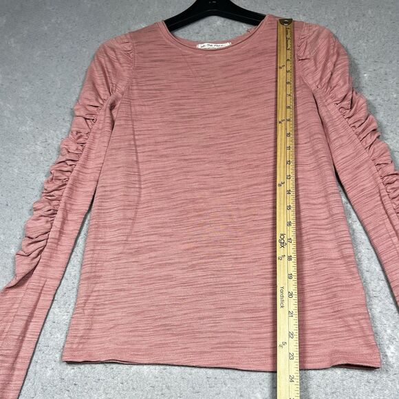 We the Free Top Womens XS Pink Ruched Long Sleeve Natasha Ruffle Shirt - Picture 6 of 10